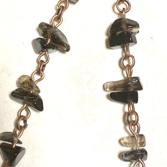 Genuine Dark Smoky Quartz Bib Necklace, Gemstone & Copper Choker - Picture 10 of 14